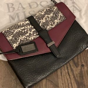 Badgley Mischka Black & Wine Shoulder Bag